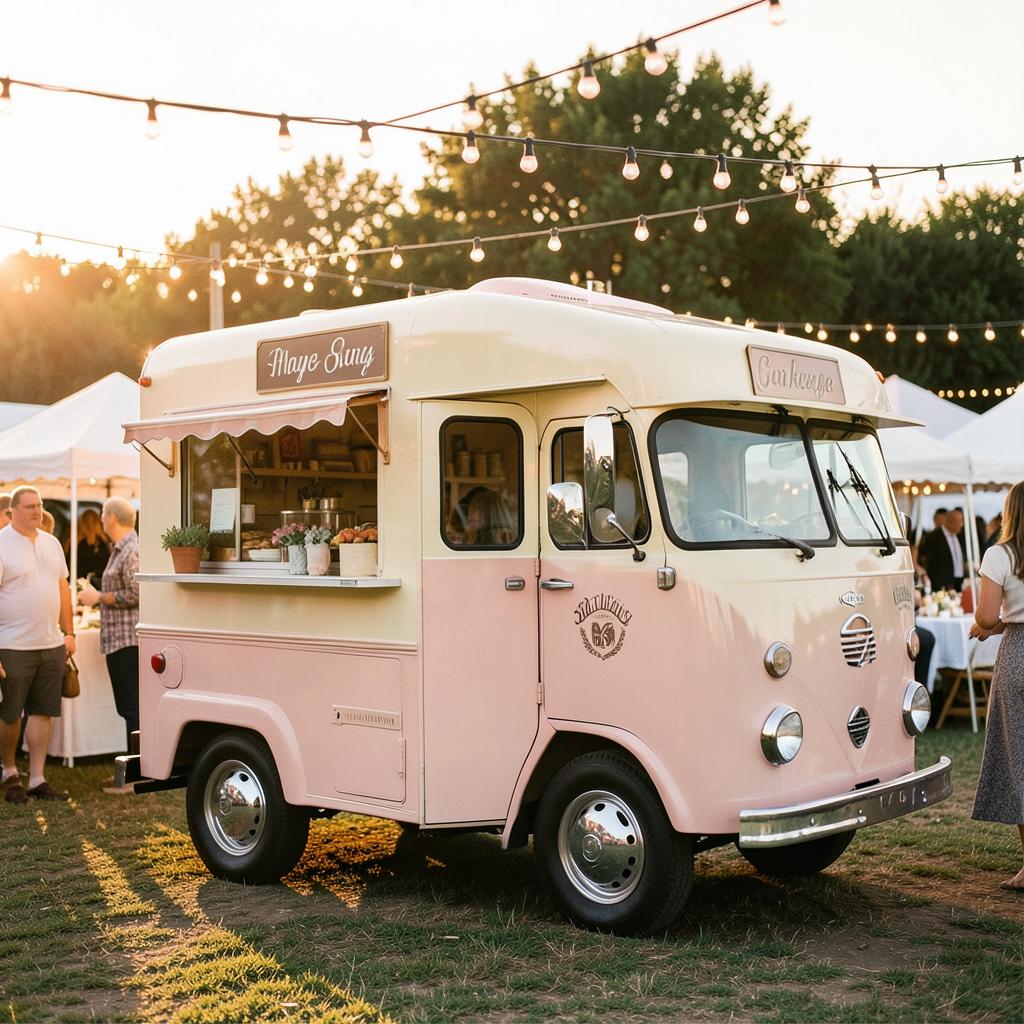 The Cake Bakes mobile dessert trailer at an outdoor event